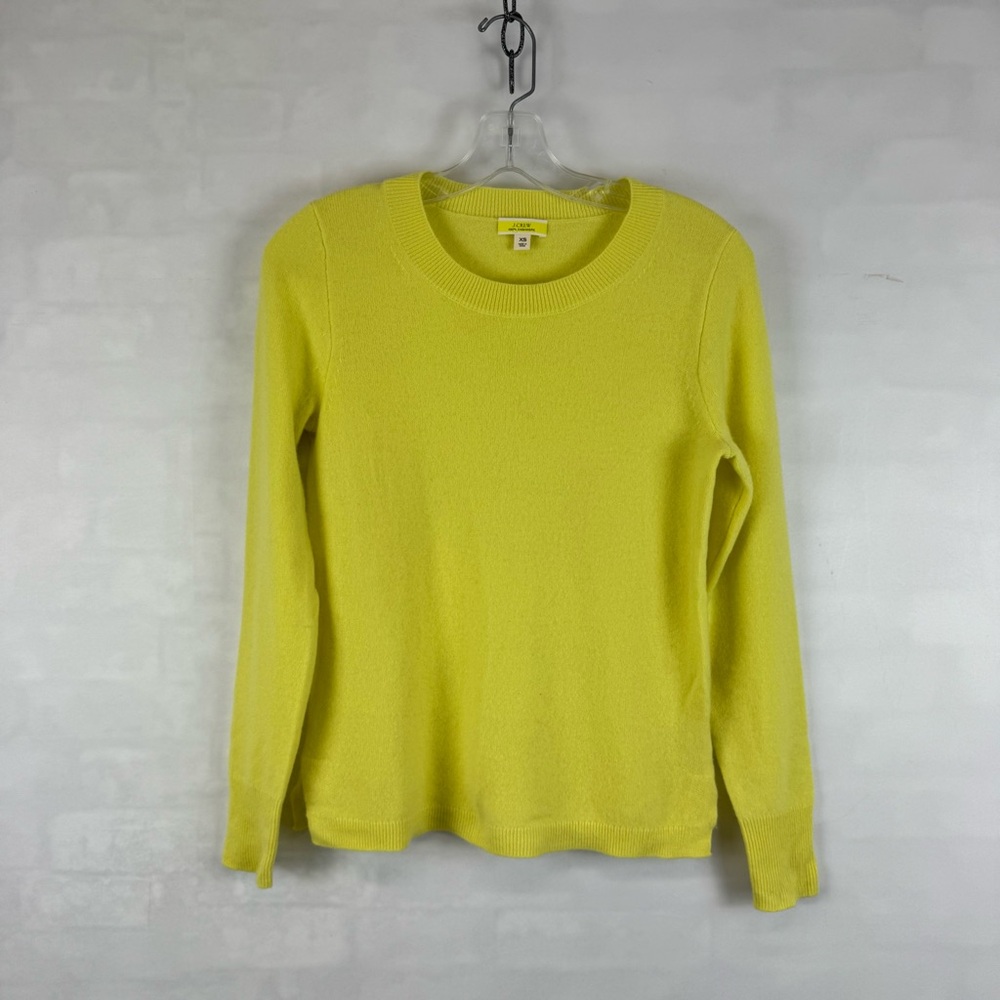 J.Crew 100% Cashmere Crewneck Sweater Yellow‎ XS Good Cashmere Standard